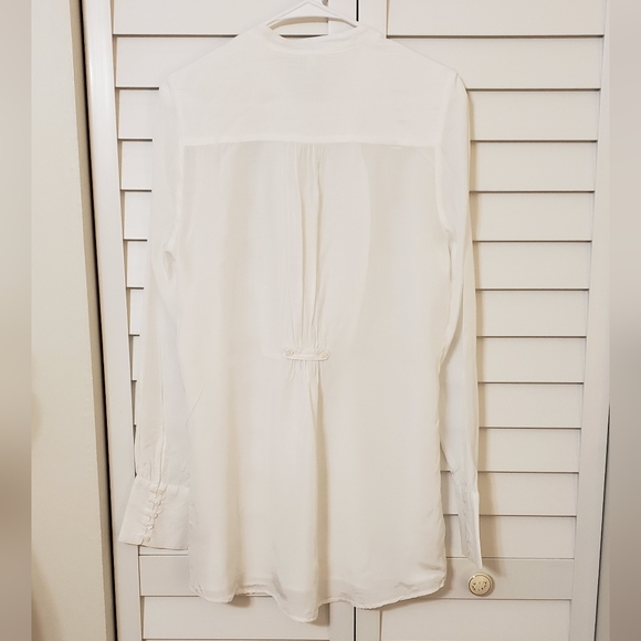 Free People Bright White Tunic Blouse Neck Mandarin Collar  Size M - Picture 3 of 13